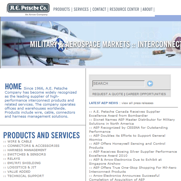 A.E. Petsche wire & cable, connectors, harness management products, logistics and JIT value added technical support services