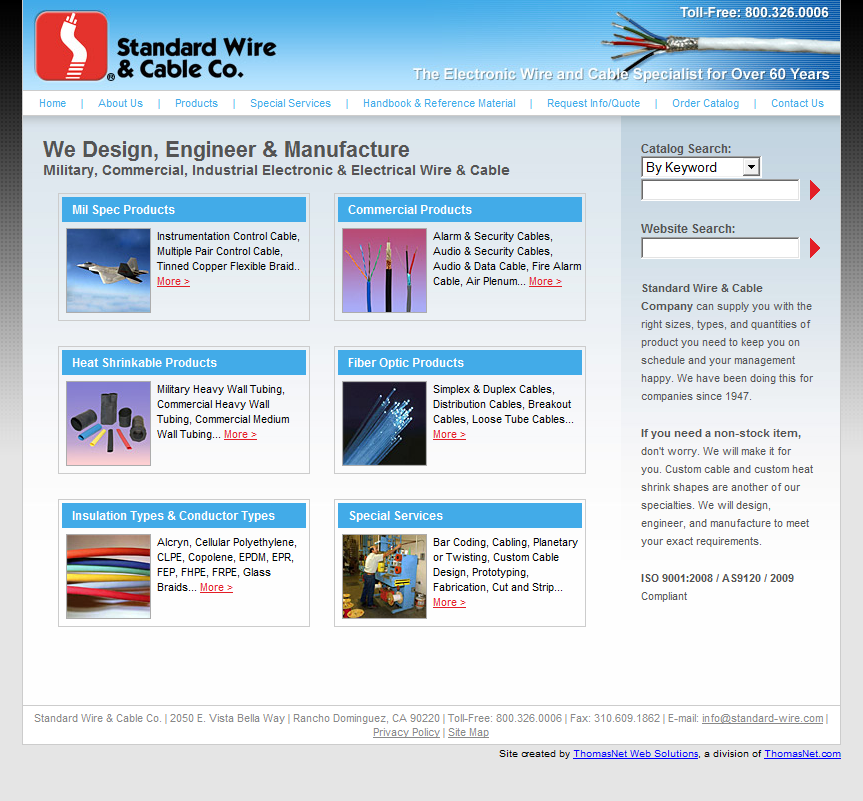 Design, Engineer, & Manufacture Commercial, Military, & Industrial Electronic & Electrical Wire & Cable - Standard Wire & Cable Co.